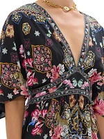 Floral Print Silk Maxi Dress
