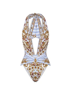 Plunging Halterneck One-Piece Swimsuit