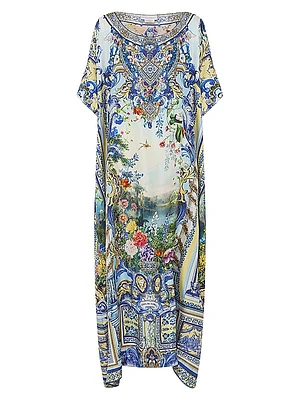 Roundneck Convertible Silk Kaftan