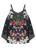 Drop-Shoulder Silk Romper