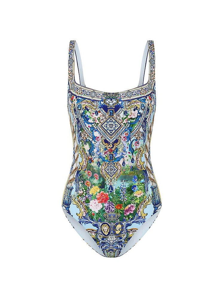 Squareneck Underwire One-Piece Swimsuit