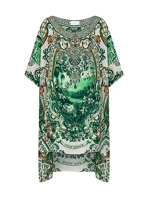 Roundneck Silk Kaftan Minidress