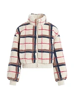 Plaid Hook & Eye Sherpa Jacket