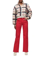 Plaid Hook & Eye Sherpa Jacket