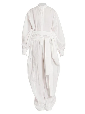 Belted Textured Batwing Jumpsuit