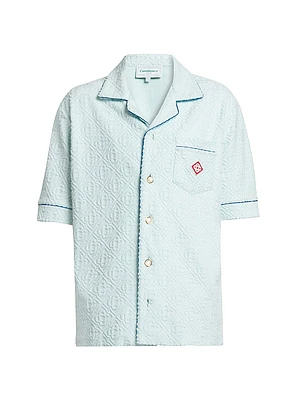 Monogrammmed Textured Terry Imitation Pearl Shirt