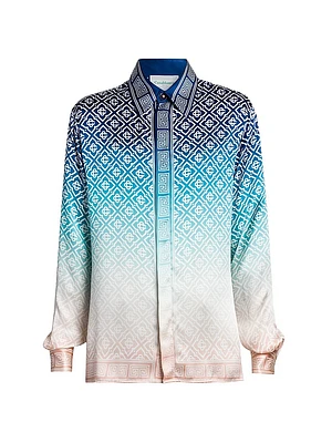 Monogrammed Logo Ombré Silk Shirt