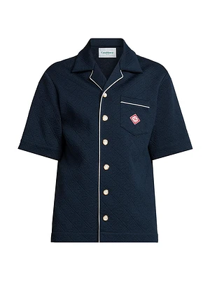 Logo Textured Camp Shirt