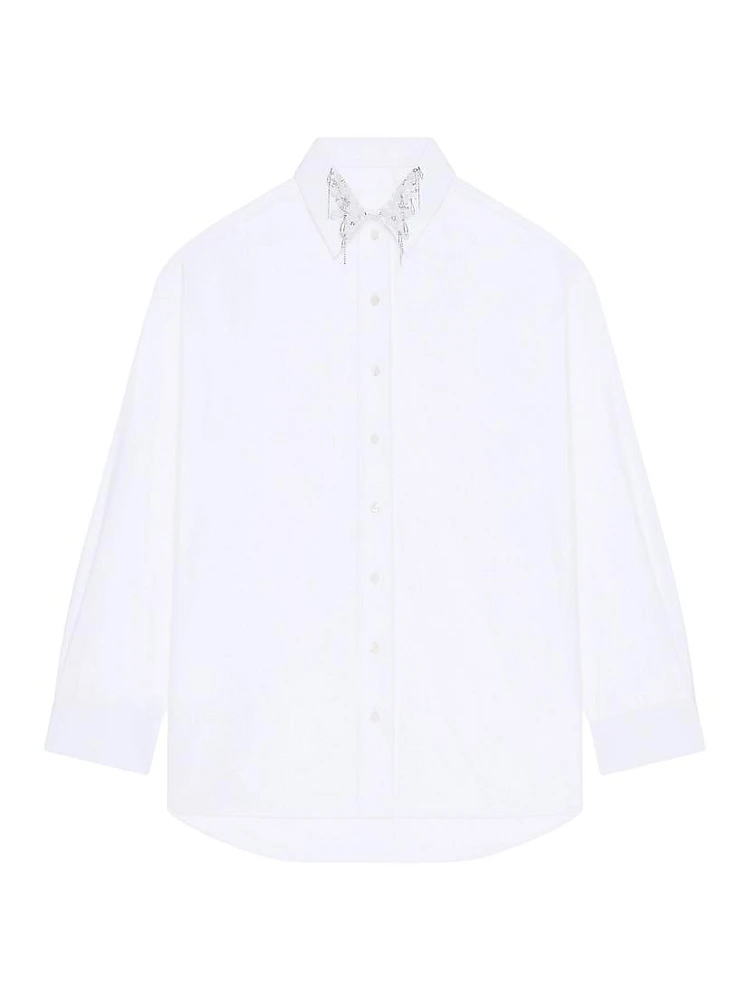Oversized Shirt Cotton with Crystals and Pearls