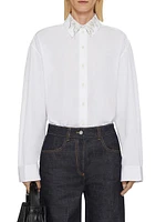 Oversized Shirt Cotton with Crystals and Pearls