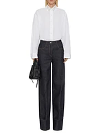 Oversized Shirt Cotton with Crystals and Pearls