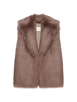 Sleeveless Jacket in Faux Fur and Knit