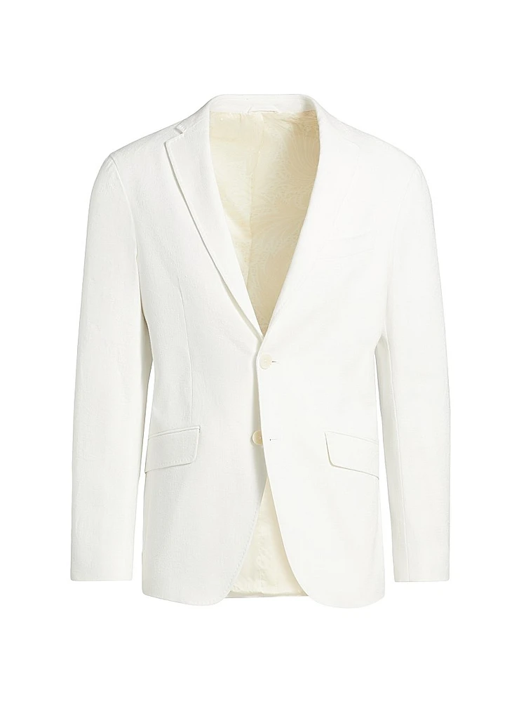 Textured Stretch-Cotton Single-Breasted Jacket