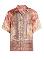 Printed Silk Button-Front Shirt