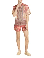 Printed Silk Button-Front Shirt