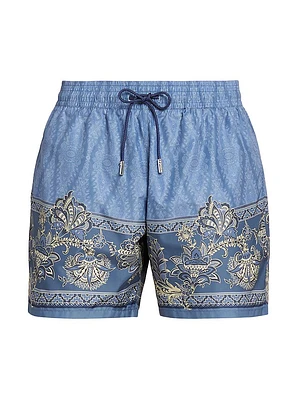 Floral Motif Swim Trunks