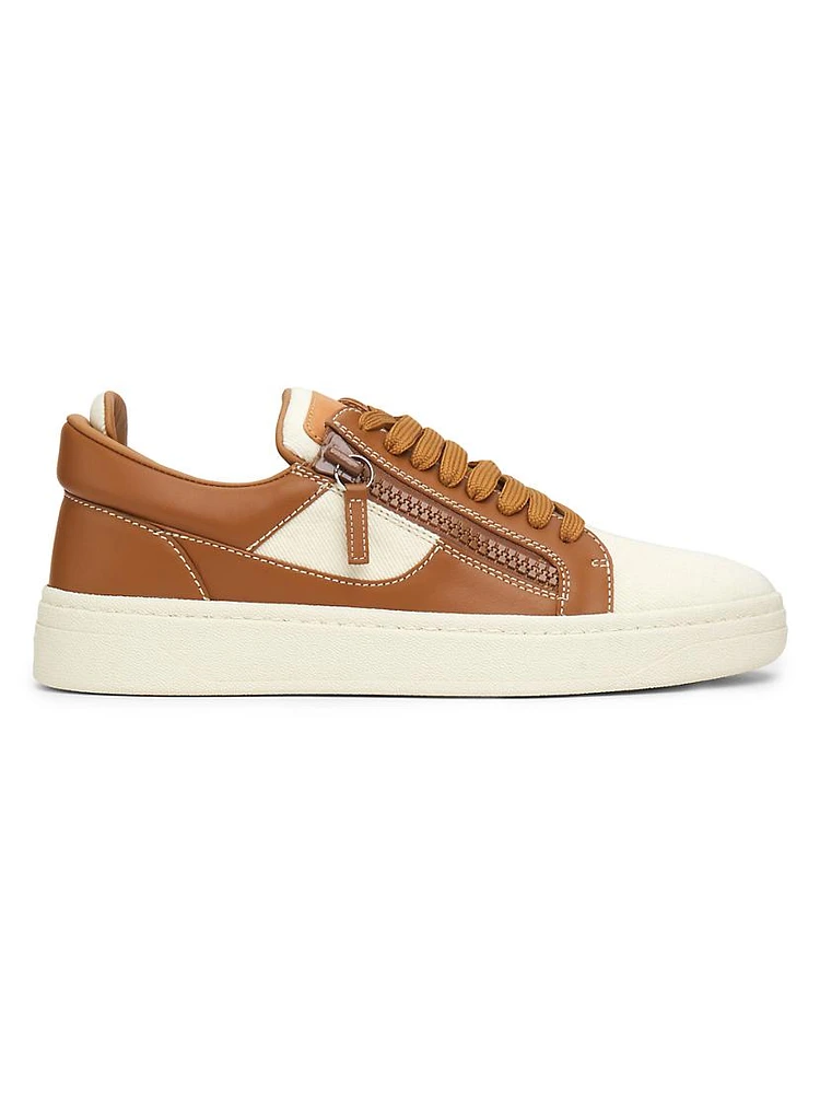 Leather & Canvas Low-Top Sneakers