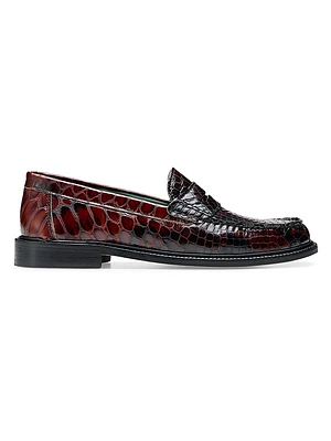 Yardee Crocodile-Embossed Leather Loafers