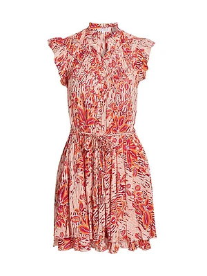 Callie Smocked Mini Shirtdress