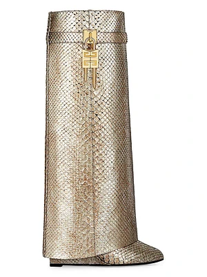 Shark Lock Boots Python with Iridescent Effect