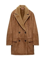 Double-Breasted Shearling Coat