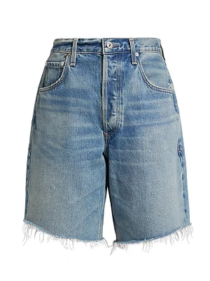 Ayla Baggy Raw-Edge Denim Shorts