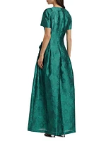 Floral Jacquard A-Line Gown