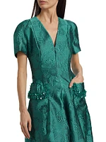 Floral Jacquard A-Line Gown