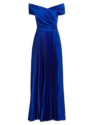 Off-the-Shoulder Pleated Gown