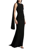 Beaded Stretch Jersey Gown