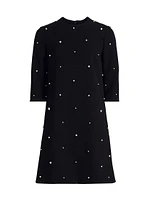 Faux Pearl Embellished Crêpe Minidress