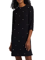 Faux Pearl Embellished Crêpe Minidress