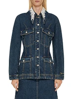 Jacket Denim with Crystals and Pearls