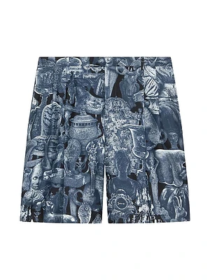 Bermuda Shorts Silk with Hubert Objects Print