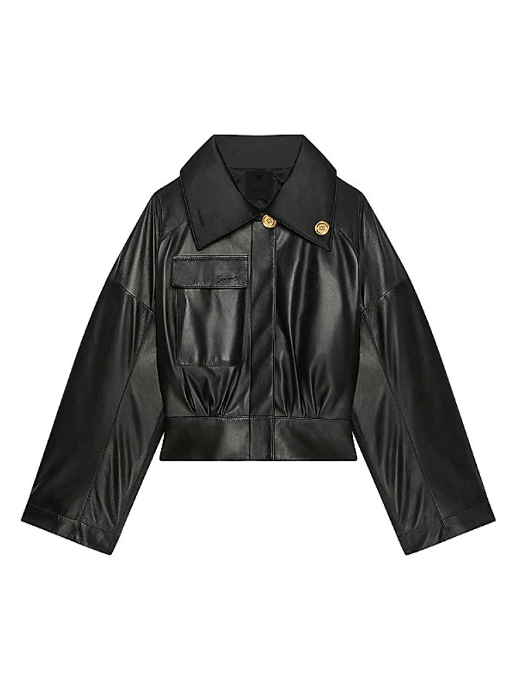Jacket in Nappa with Adjustable Collar