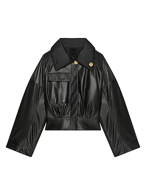 Jacket in Nappa with Adjustable Collar