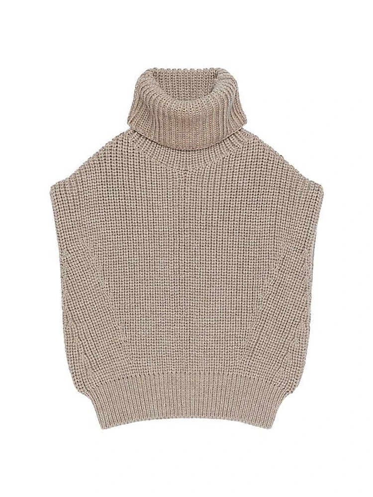 Sleeveless Turtleneck Sweater in Wool