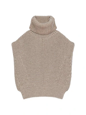 Sleeveless Turtleneck Sweater in Wool