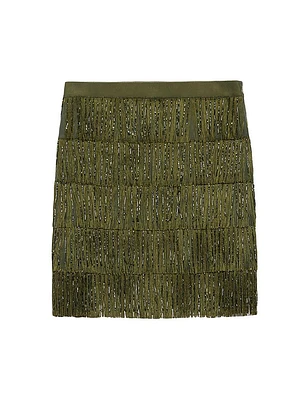 Garonna Beaded Fringe Miniskirt