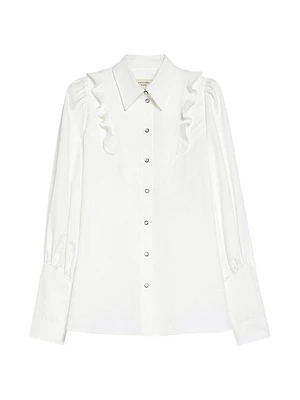 Pancia Ruffle-Trim Button-Up Shirt