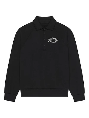 Polo Sweatshirt Fleece with Logo Medallion