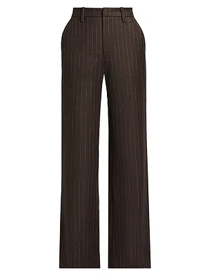 Chalk Striped Flat-Front Trousers