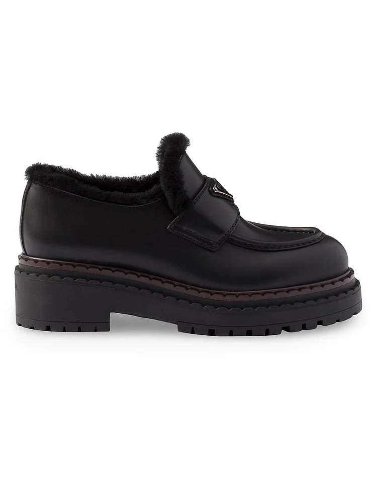 Leather and Shearling Loafers