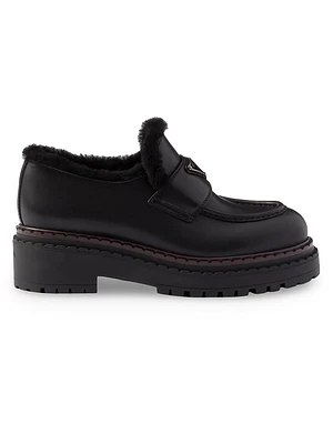 Leather and Shearling Loafers