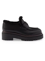 Leather and Shearling Loafers