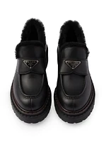Leather and Shearling Loafers