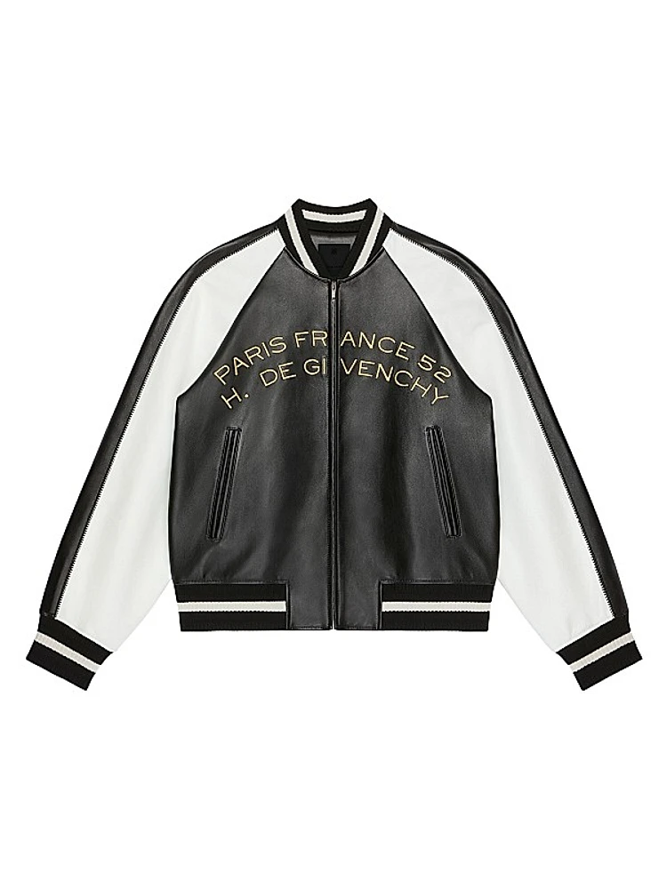 Varsity Jacket in Nappa with Chandelier and Snake Embroideries