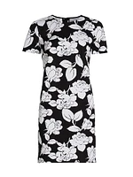 Floral Stretch Cotton Shift Minidress