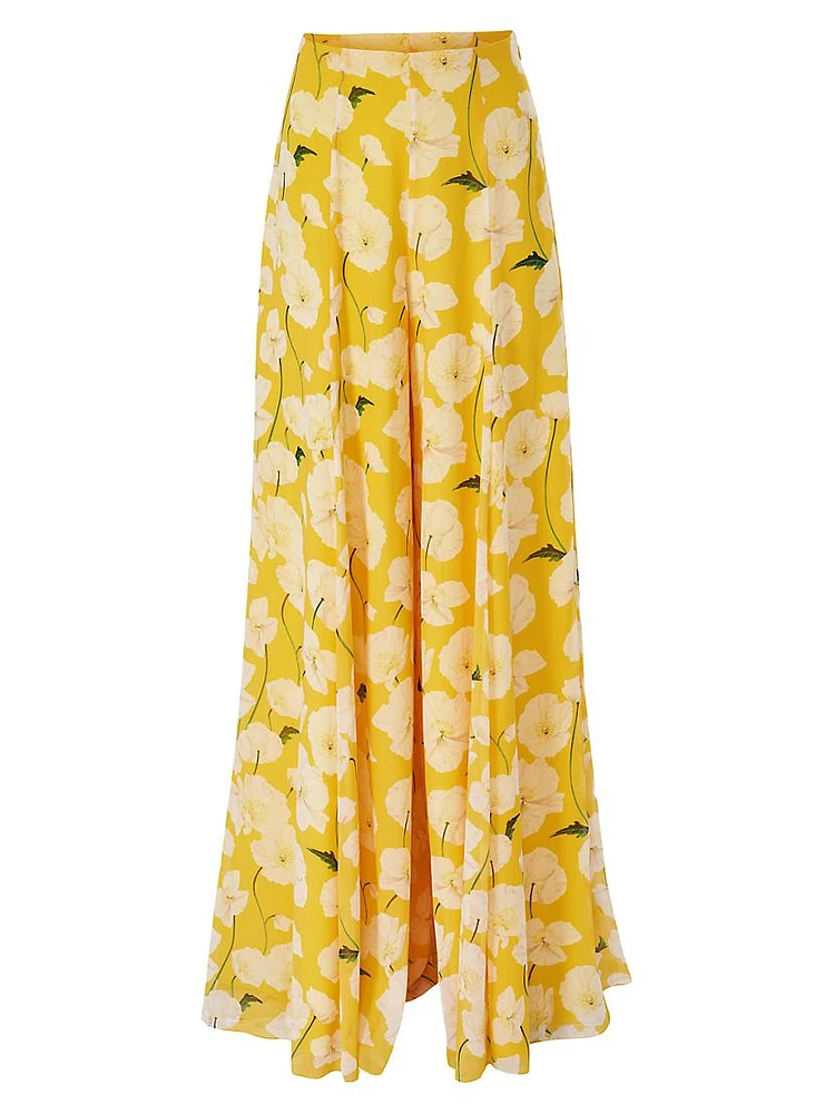 Floral Silk Palazzo Pants