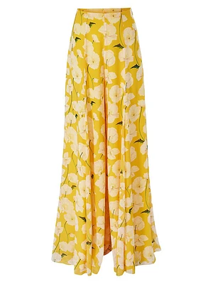 Floral Silk Palazzo Pants